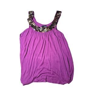 Vintage Zinc Purple Sequin Embellished Sleeveless Top – Size L